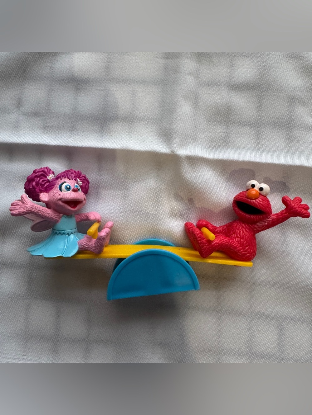 Vintage Sesame Street Elmo & Abby Cadabby Seesaw Figurine Toy Cake Topper